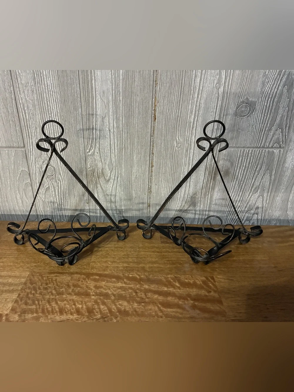 Black Decorative Iron Wall candle Hangers - Pair 9”x9”
